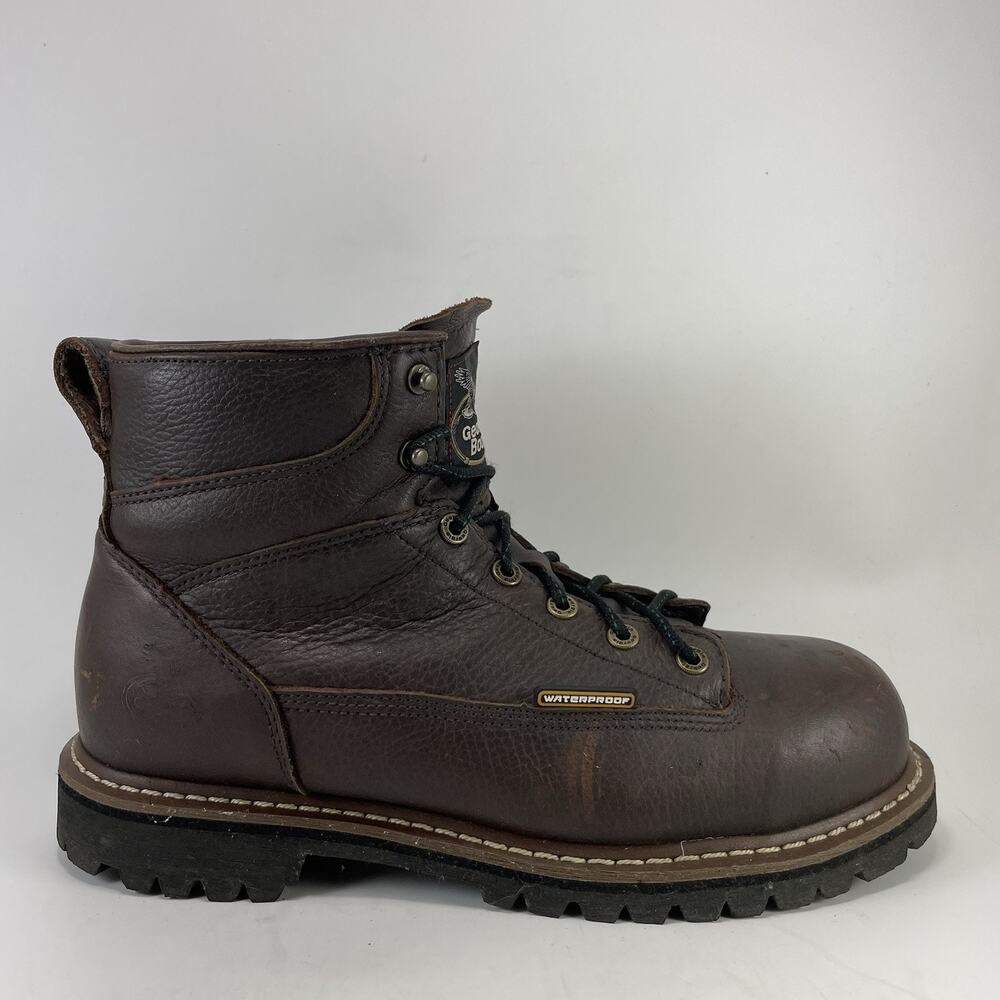 Georgia Boot Mens Logger Leather Work Boots Size 10.5 M Brown WP Waterproof EH